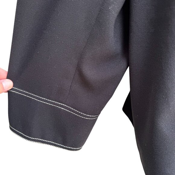 John Meyer Of Norwich Womens Black Contrast Stitch Open Front Blazer Jacket 26W - Picture 6 of 8